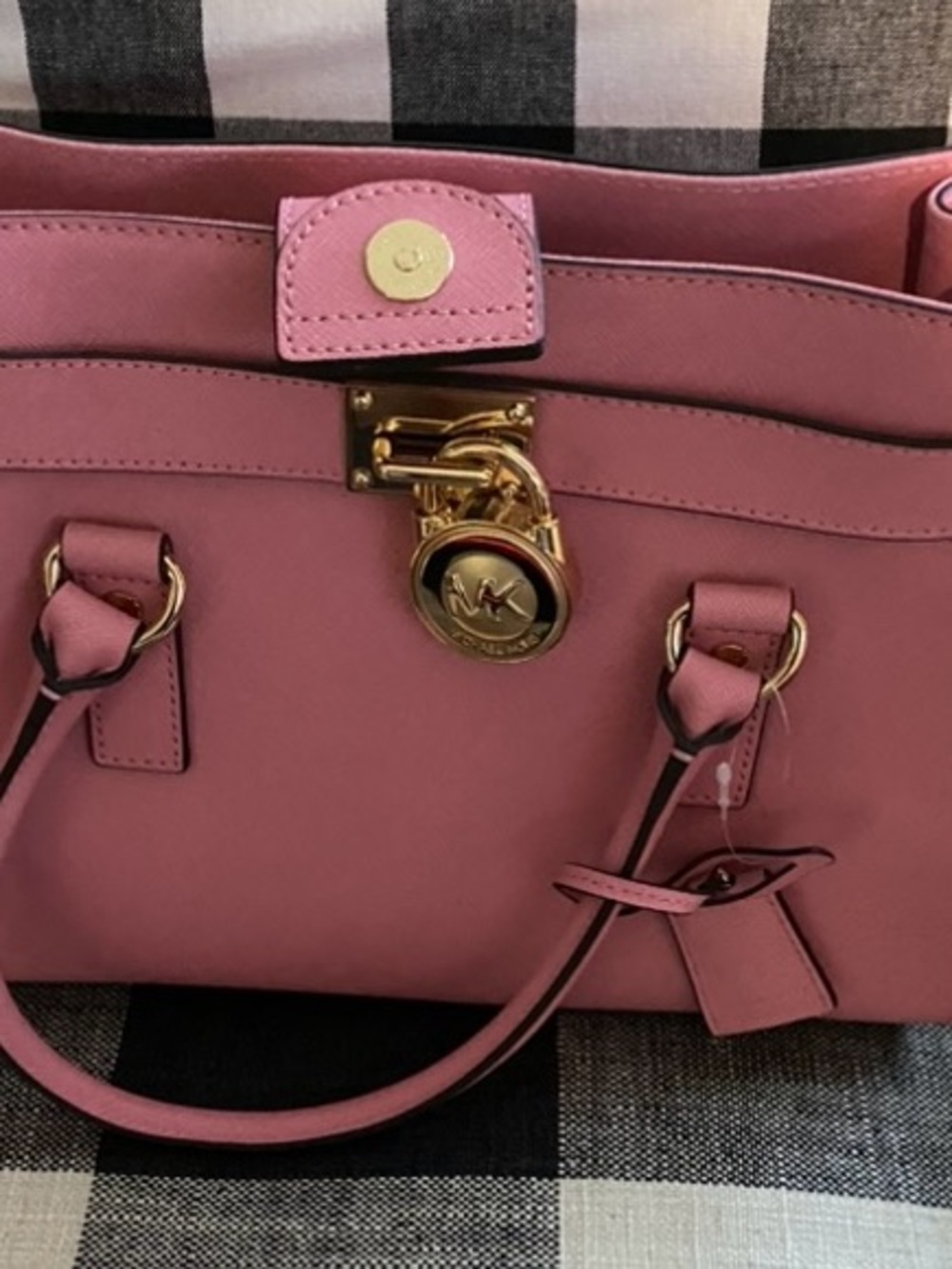 Michael Kors Rose Pink Leather Satchel with Gold Hardware